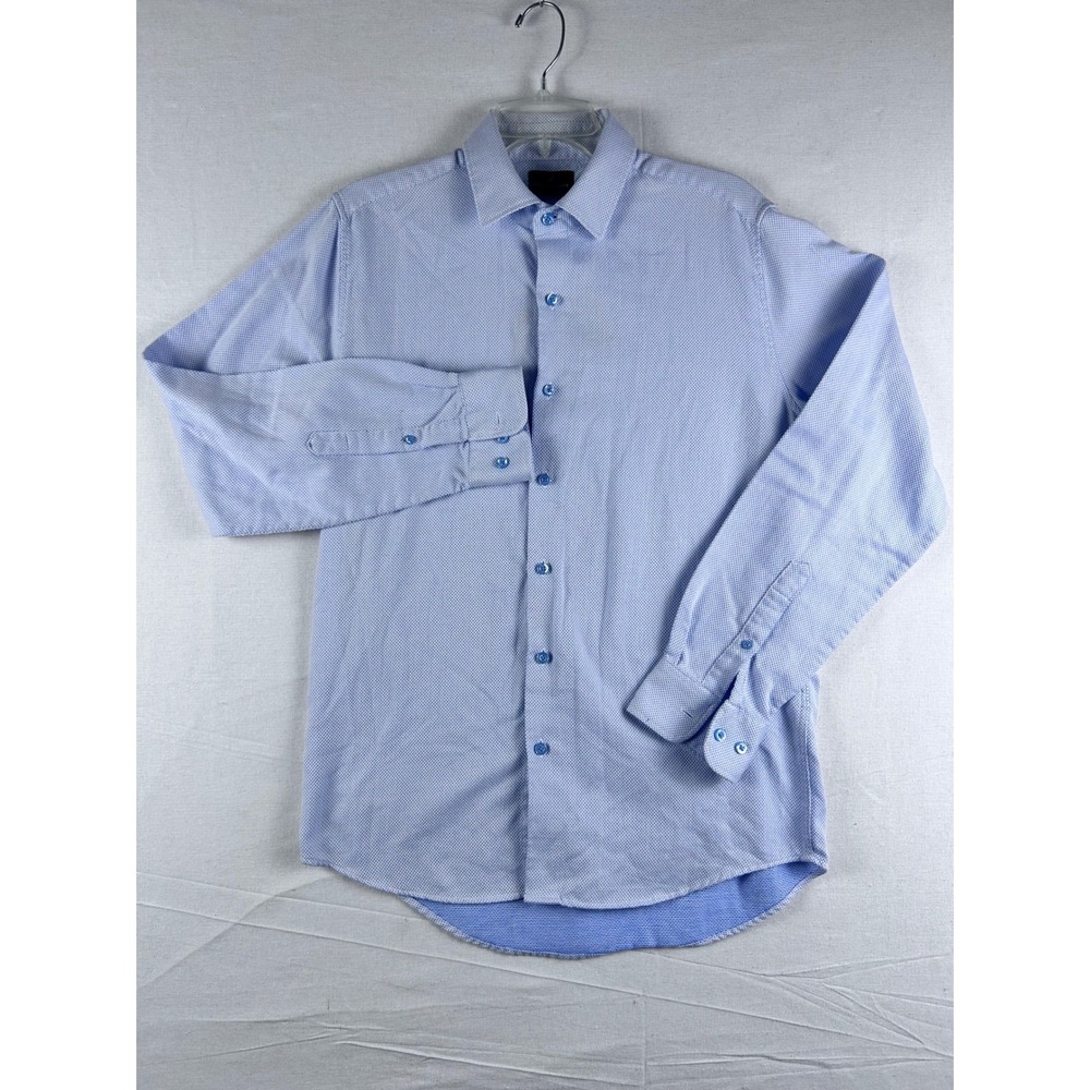 Daniel Hechter Paris Mens Blue Micro Pattern Button Down Shirt Size M‎ 15-15.5